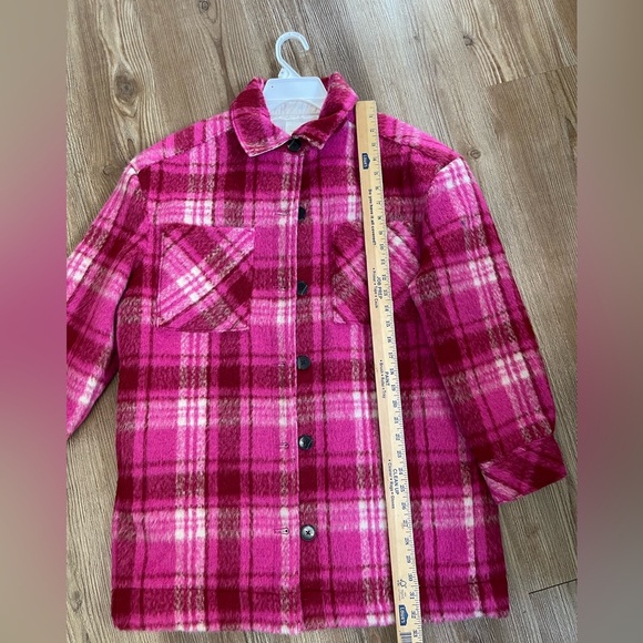 7Diamonds Hayden Longline Wool Blend Pink Plaid Womens Jacket Shacket Size S - Picture 12 of 13